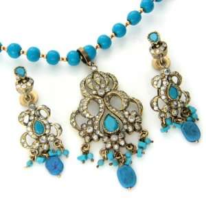  Blue Victorian Styled Necklace and Earrings Everything 