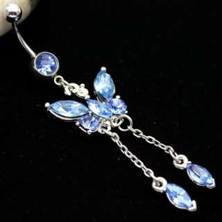 Butterfly Crystal Dancers Navel Belly Ring Free Shipping YD290  