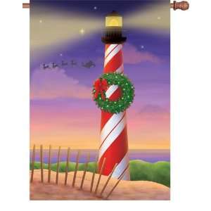  Candy Cane Lighthouse Christmas House Flag: Home & Kitchen