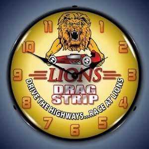  Lions Drag Strip Lighted Wall Clock: Home & Kitchen