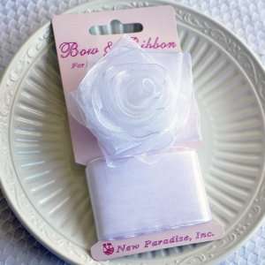  Clip On Rose Bow and Ribbon   White Arts, Crafts & Sewing