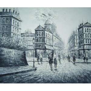  Pedestrian Walk on Paris Street Scene Oil Painting 20 x 24 