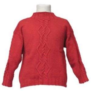 Dale of Norway Kids Hand Knit Vera Red Cable Sweater  