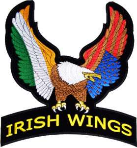 BACK PATCH IRISH WINGS Embroidered For Your Biker Vest!  