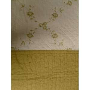  3 Pcs 100% Cotton KING Embroidered QUILT Beige & Gold   (1 