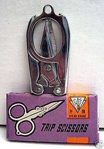 Spear Brand Folding Trip Scissors + Box Old Store Stock  