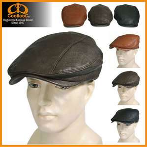 IV702 Ivy Cap Cabbie Hat Skull Synthetic Leather Newsboy Hunting Dark 