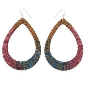  Multi Color Thread Wrap Teardrop Earring: Fashion Jewelry 