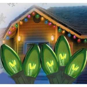  Set Of 25 Transparent Lime Green C9 Christmas Lights Green 