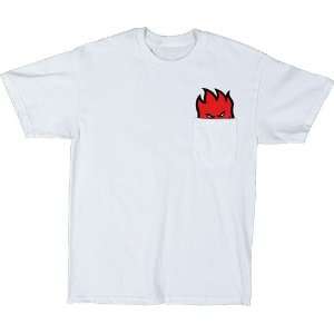 Spitfire T Shirt: Sinister Pocket [Small] White:  Sports 