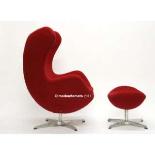 egg chair + stool by moderntomato   red wool  