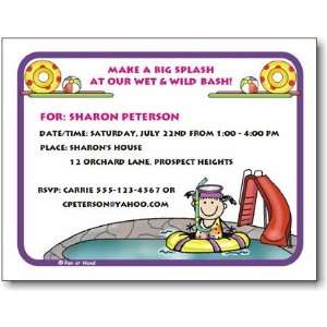 Pen At Hand Stick Figures   Invitations   Pool   Girl (Inv 