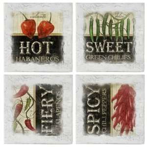  Thirstystone XAEQU3 Set of 4 Absorbent Coasters   Peppers 