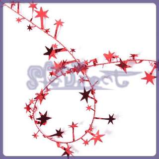 23 feet Red Stars Wire Tinsel Garland Christmas tree Decoration Long 