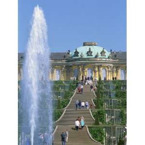 Fountain and Stairway of the Sanssouci Castle in Potsdam, Brandenburg 