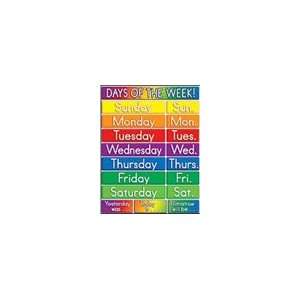  CHART DAYS OF THE WEEK 17 X 22 PLASTIC COATED Toys 