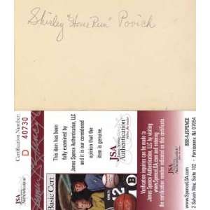 Shirley Home Run Povich Autographed 3x5 Card   Sports Writer (James 