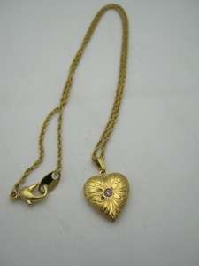 Avon Heart Locket Gold Tone Rhinestone Necklace  
