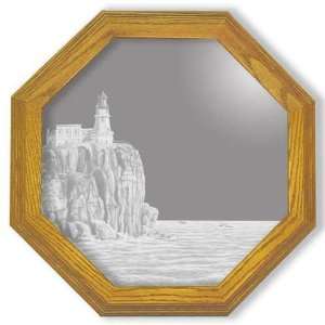 Split Rock Lighthouse II Octagon Etched Mirror:  Home 