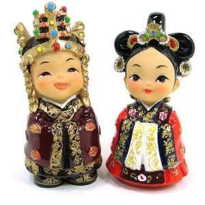 Silver J Collectors figurines, handmade marble oriental king and queen 
