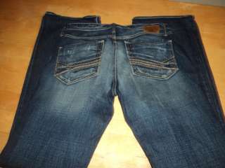 mens BKE buckle FULTON jeans sz 34 x 36 DARK WASH distressed SEXY look 