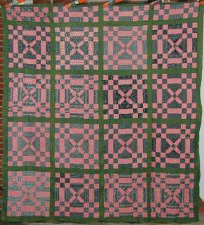1880s Mrs. Deweys Choice Double 9 Patch 19th Century Antique Quilt 