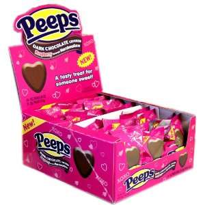 Dark Chocolate Covered Valentines Day Heart Marshmallow Peeps 24ct 