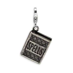  Sterling Silver 3D Antiqued Spells Book Charm: Jewelry