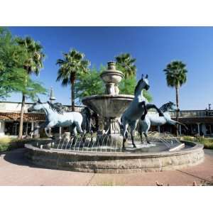 Bronze Horse Fountain in the Up Market 5th Avenue Shopping District 