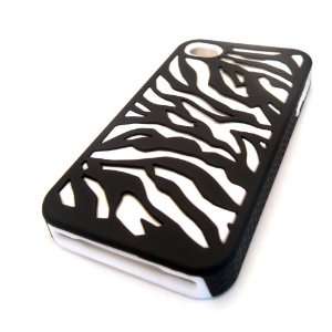  Apple iPhone 4 4S 4G White Zebra Hybrid SOFT AND HARD Case 