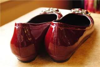 MIU MIU Red Shoes Size 10 Patent Leather Burgundy Flats Gorgeous 