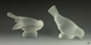 STUNNING PAIR LALIQUE FRANCE FROSTED GLASS SONGBIRDS  