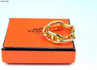 Authentic HERMES Goldtone Chaine dAncre Scarf Ring w/ Box  