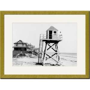 Gold Framed/Matted Print 17x23, Watch Station Salisbury Beach 