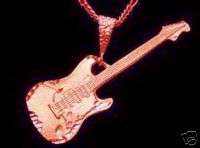 Electric Guitar Pendant Charm Music Rose Gold Plated  