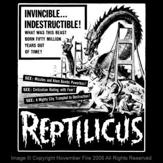 Reptilicus Shirt Giant Monster Prehistoric Reptile Fun  