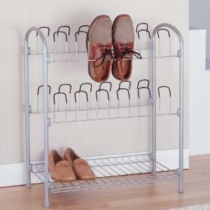  12 Pair Wire Shoe Rack with Storage Shelf
