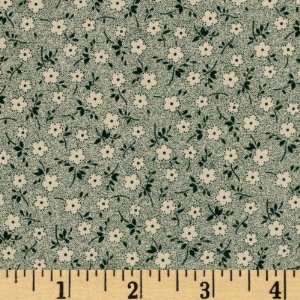  45 Wide Floral Ditzy Green Fabric By The Yard: Arts 