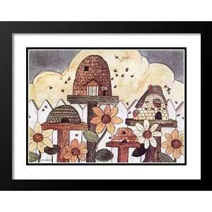   Framed and Double Matted Art 25x29 Bee Hive Village