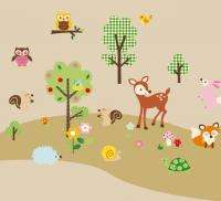 Woodland Animals & Trees Wall Sticker Decals boys girls kids Children 