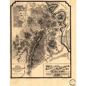  Civil War Map Map of the battle field of Perryville, Ky 