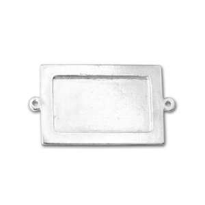  Silver Plated Pewter Raised Link Pendant Rectangle: Arts 