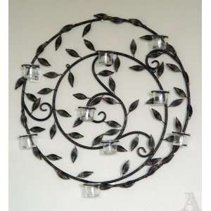  Circle Tree of Life Wall Mount Wrought Iron Candle Votive 
