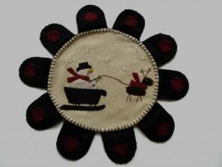   Country Snowman, Sleigh, Reindeer Christmas Table or Candle Mat  