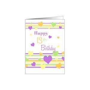  Happy 13th Birthday   Colorful Hearts Card Toys & Games