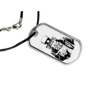  Uncle Sam   Military Dog Tag Black Satin Cord Necklace 