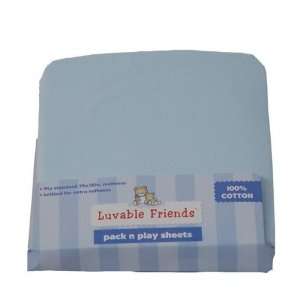  Pack N Play Fitted Sheet   2 Pack   Blue Baby
