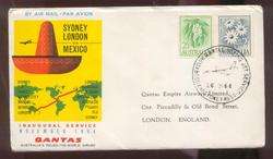 AUSTRALIA 1964 QANTAS FIRST SYDNEY MEXICO LONDON FLIGHT COVER  