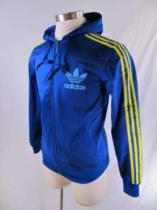 Adidas Originals Hooded Flock Track Top SMALL S Hoody BLUE (Yellow 