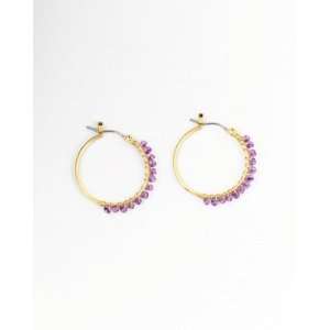  Coldwater Creek Half bead hoop Purple earrings Jewelry